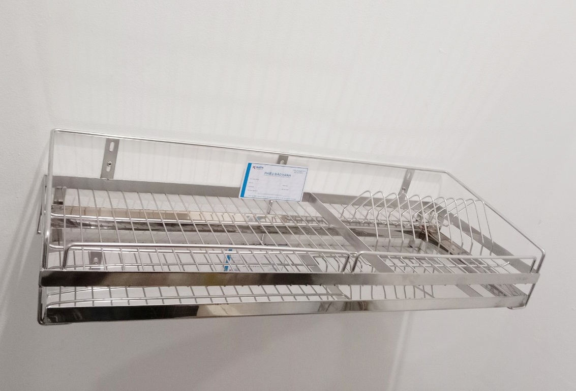 Kệ Chén 1 Tầng Có Khay Hứng Nước Inox SUS 304