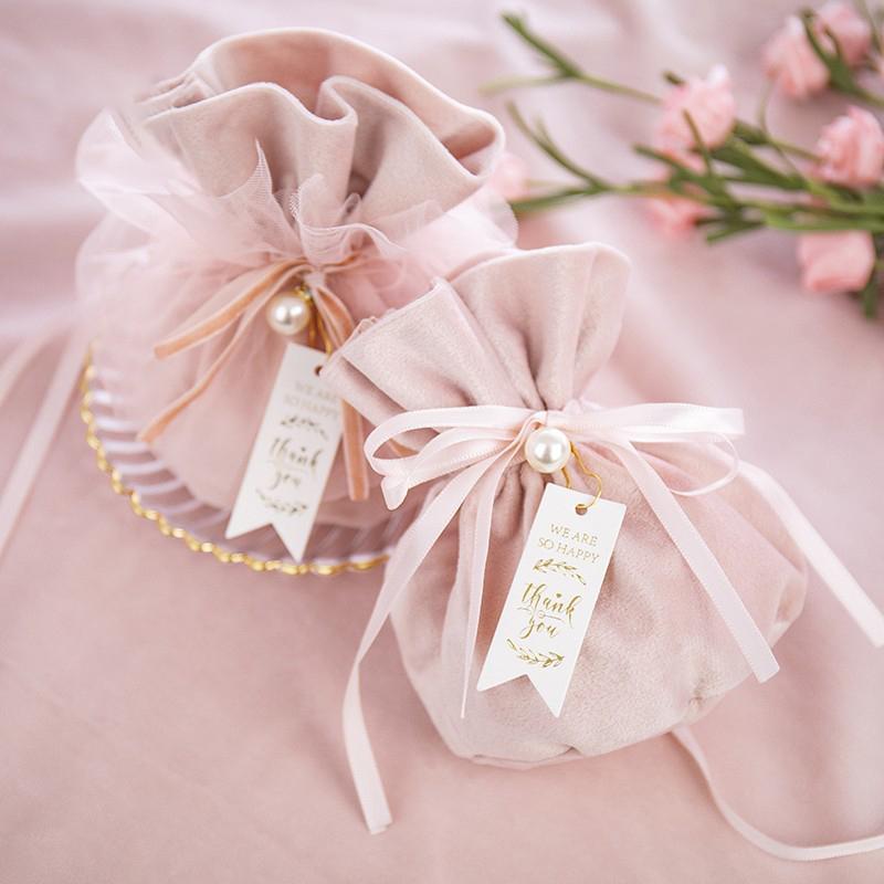 Túi nhung dây rút đính hạt xinh xắn dùng đựng quà tặng Classy NOEL, lễ tết, đám cưới T758