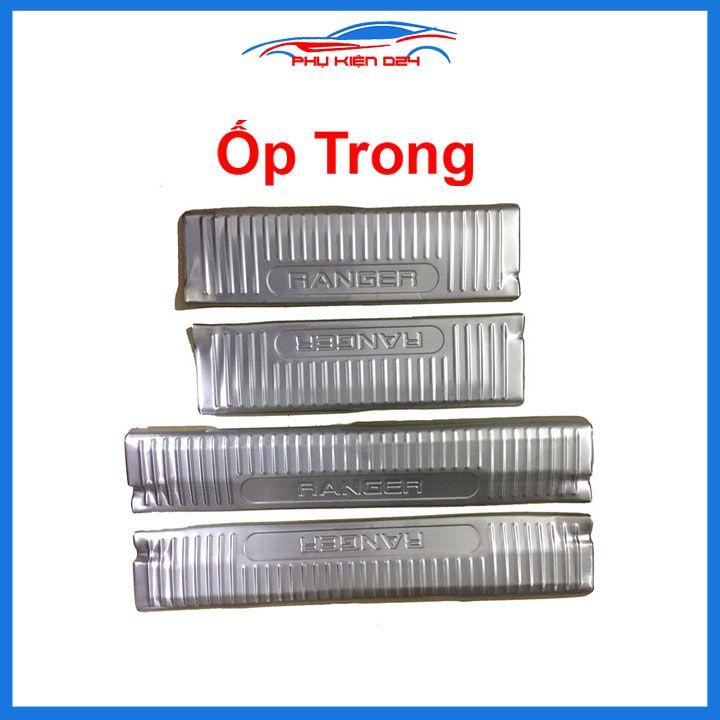 Ốp bậc cửa, nẹp bước chân INOX cho xe Ranger 2022-2023