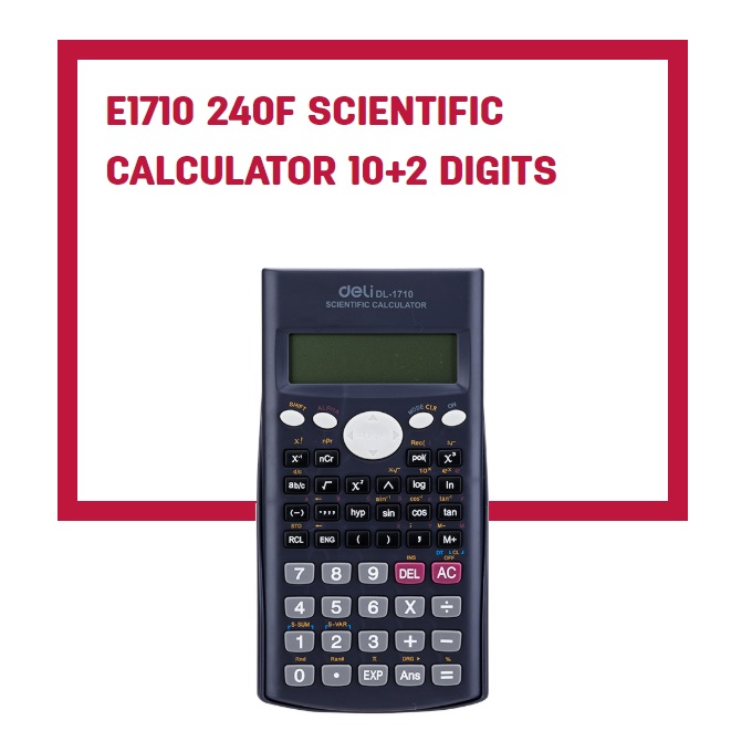 Máy tính kỹ thuật Deli 1710 Scientific Calculator 10+2 Digits Giao màu ngẫu nhiên