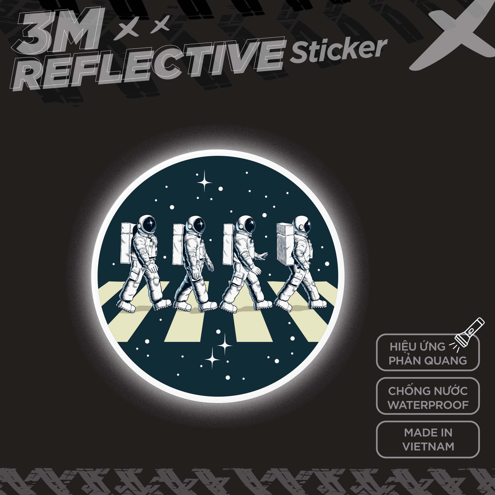 ASTRONAUTS WALKING 3M - Reflective Sticker Die-cut Hình dán phản quang thương hiệu STICKER FACTORY