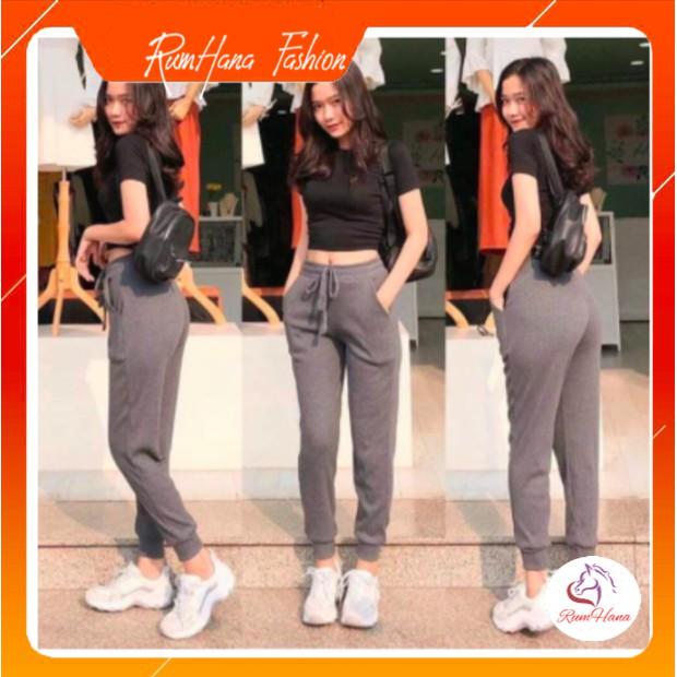 Quần joger nữ len tăm bo gấu lưng thun_Quần Jogger Len Tăm Nữ hàng chuẩn loại 1 RumHana