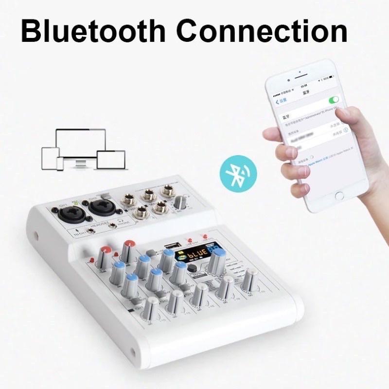 Bàn trộn âm thanh karaoke + Thu âm mixer E4 Bluetooth tích hợp 88 hiệu ứng