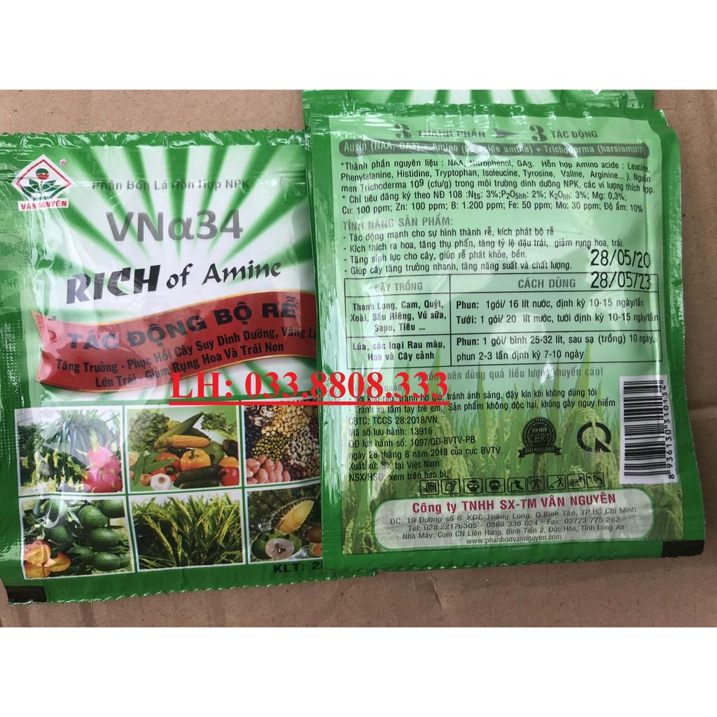 Combo 10 gói Phân Bón Lá RICH of Amine 25gam- Phục Hồi Cây Suy Dinh Dưỡng, Vàng Lá, Giảm Rụng Hoa Quả