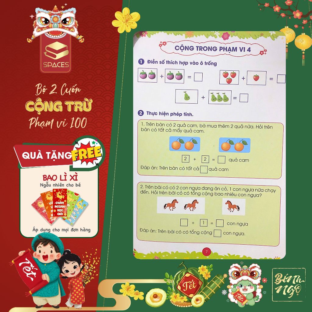 Sách - Tập Làm Toán CỘNG TRỪ PHẠM VI 100 Cho Bé Từ 3-7 Tuổi Cuốn CƠ BẢN - SKIDS