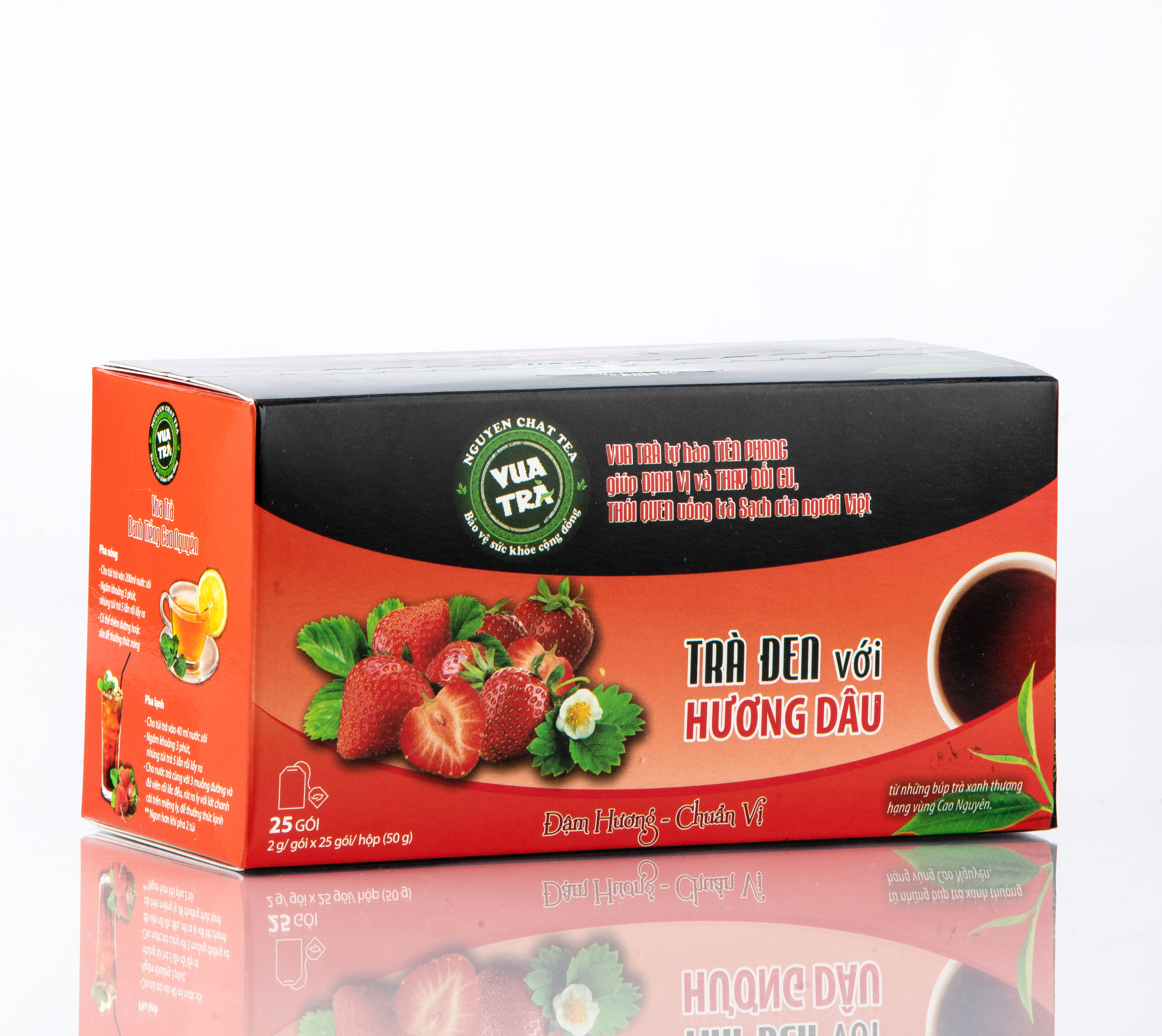 Trà đen túi lọc hương dâu thanh khiết NGUYÊN CHẤT TEA truyền thống, đậm vị vùng Cao Nguyên - 50g