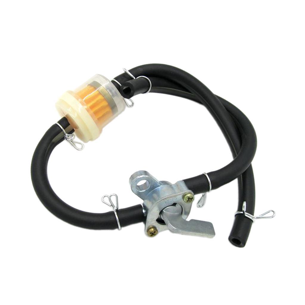 Motorcycle Gas Fuel Tap Petcock + Fuel Petrol Pipe Hose Line 2x