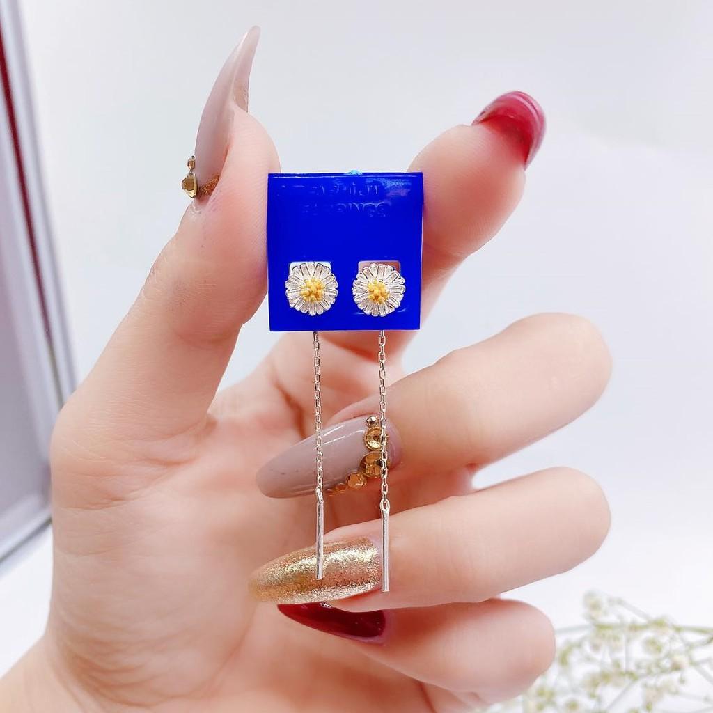 Bông tai nữ bạc ta mặt hoa cúc MS05