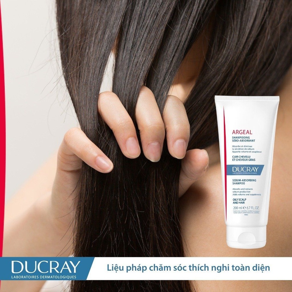 Dầu gội dạng kem điều tiết bã nhờn &amp; chống bết dính Ducray Argeal Shampoo 200ml