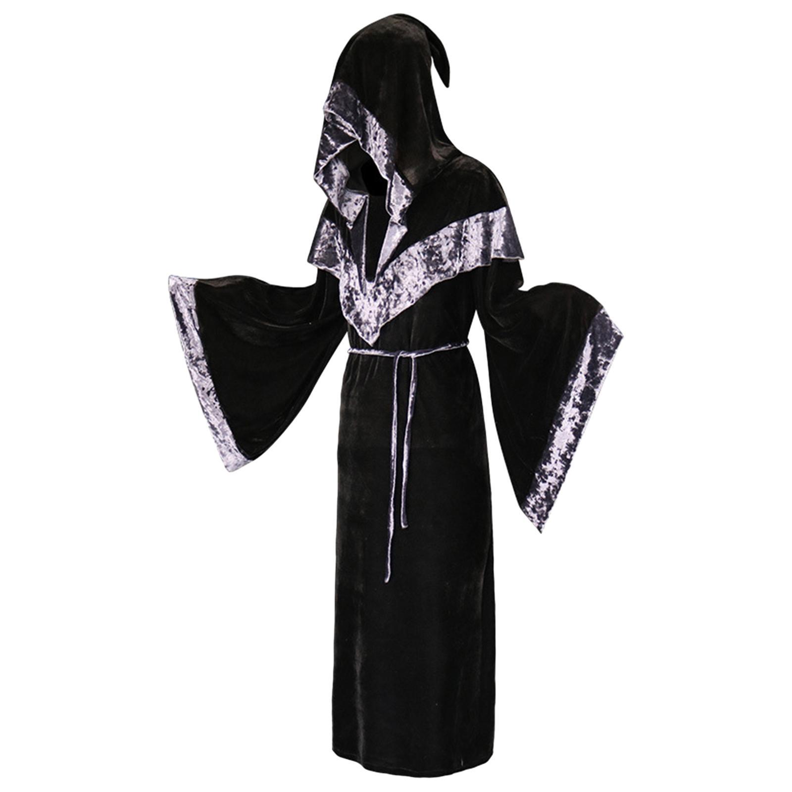 Black Hooded Cape, Halloween Hooded Cloak Long Black Cape Hooded Cloak for Men Women Halloween Christmas Witch Vampires Costume Cosplay Party
