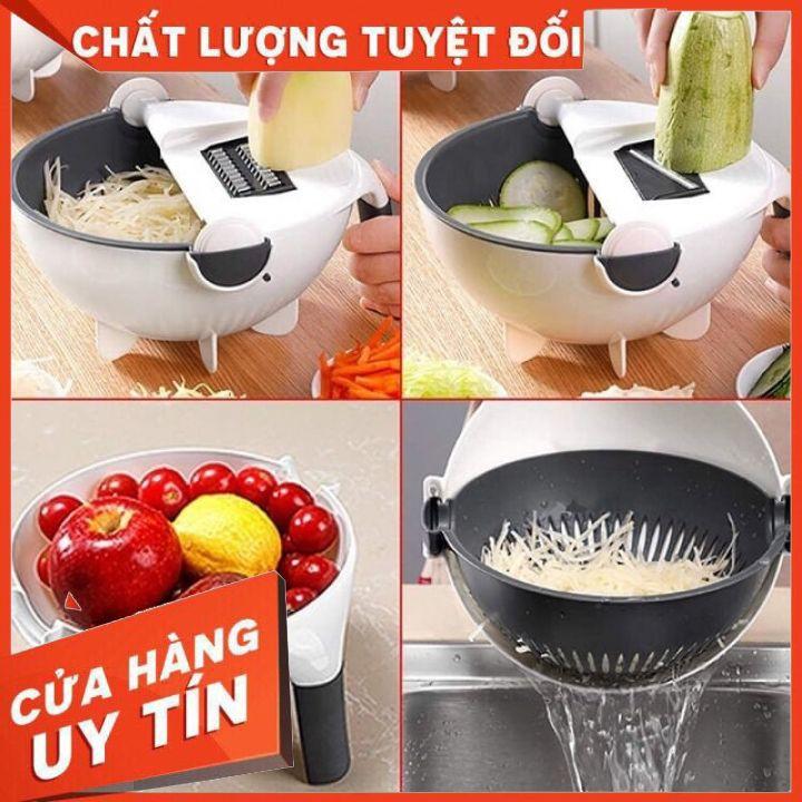 Bộ Nạo Rau Củ Đa Năng Kèm Rổ Đựng và Chậu 9 in 1, Bào Rau Củ Quả Tiện Lợi Kiểu Dáng Sang Trọng