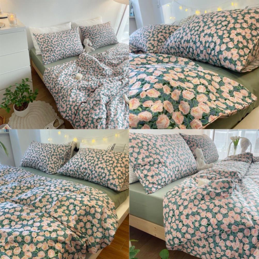 Bộ chăn ga gối Cotton Living 100% Nhànhím_Bedding đủ size giường nệm