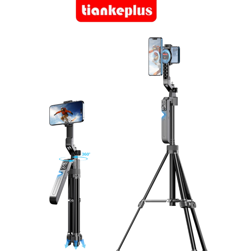 Gậy Selfie Chân Máy Tiankeplus Ultra 3 Nhôm 1.9M, Theo Dõi Khuôn Mặt AI 360°, 3 Chân Điều Chỉnh Độc Lập, Remote Bluetooth, Đèn Trợ Sáng Hàng Chính Hãng