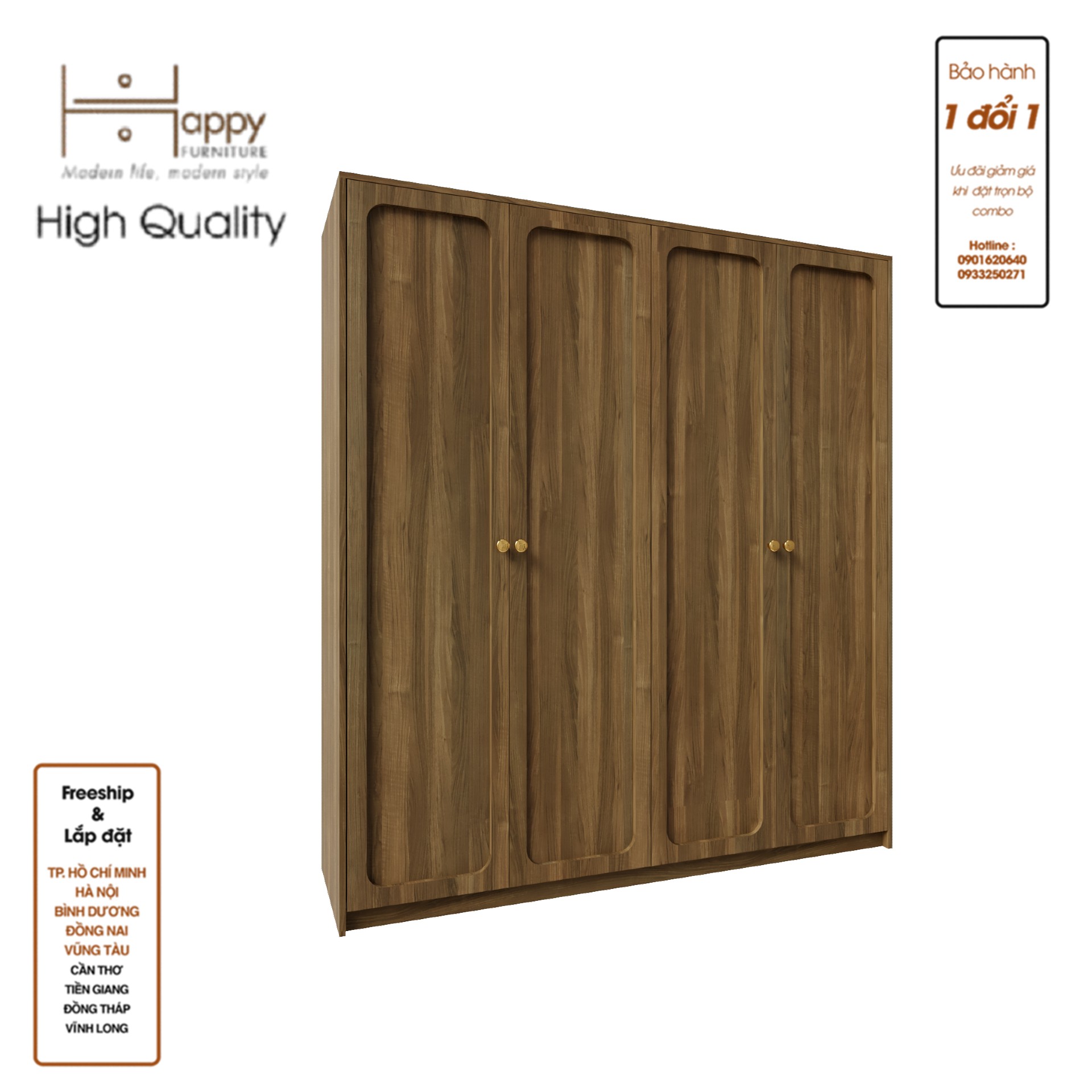 ELEGANT, Tủ quần áo 4 cửa mở 1m8x2m, 180cm x 54cm x 200cm , TCM_083