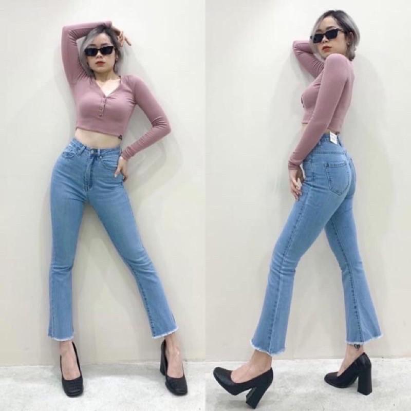 Quần jean nữ ống loe cạp cao 90cm Sofm Wear (L9T)