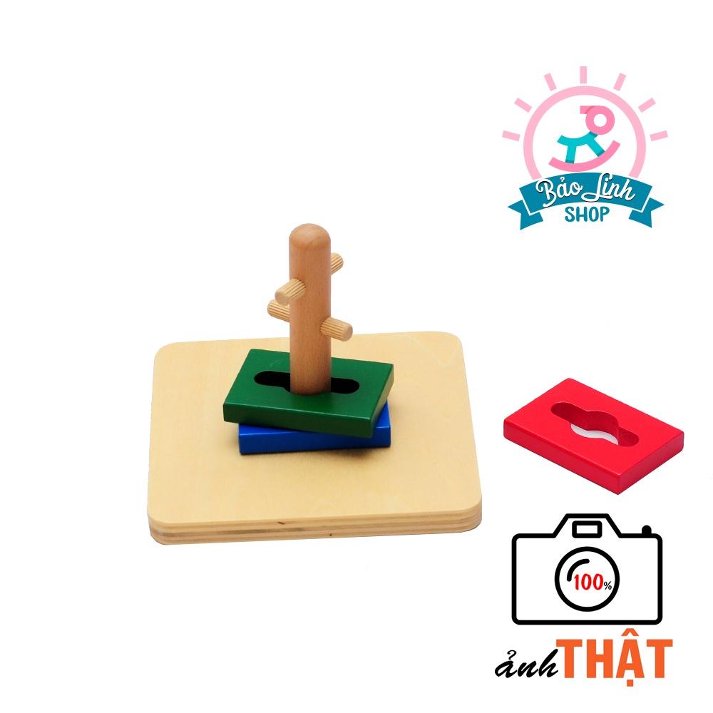 Đồ chơi gỗ cho bé 1 tuổi - Luồn cọc đơn - Giáo cụ Montessori 0-3 - BẢN CHUẨN - Kèm QUÀ TẶNG