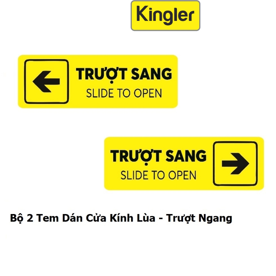 Set 2 Tem Dán Cửa Kính Lùa, Chữ Trượt Sang Hai Bên Trái Phải Cửa Lùa, Cửa Đẩy, Sliding Door, Decal Dán Cửa, Kingler 5002