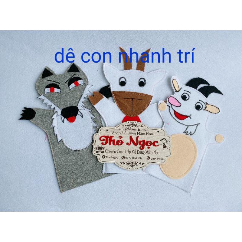 3 Rối bàn tay bằng nỉ- Đồ dùng mầm non bằng nỉ- Nhân vật câu truyện bằng vải nỉ