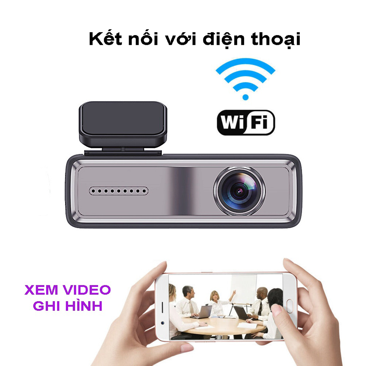 Camera hành trình v8 FullHD 1080p kết nối wifi với điện thoại và màn hình android, thẻ nhớ 64gb, có mic thu âm