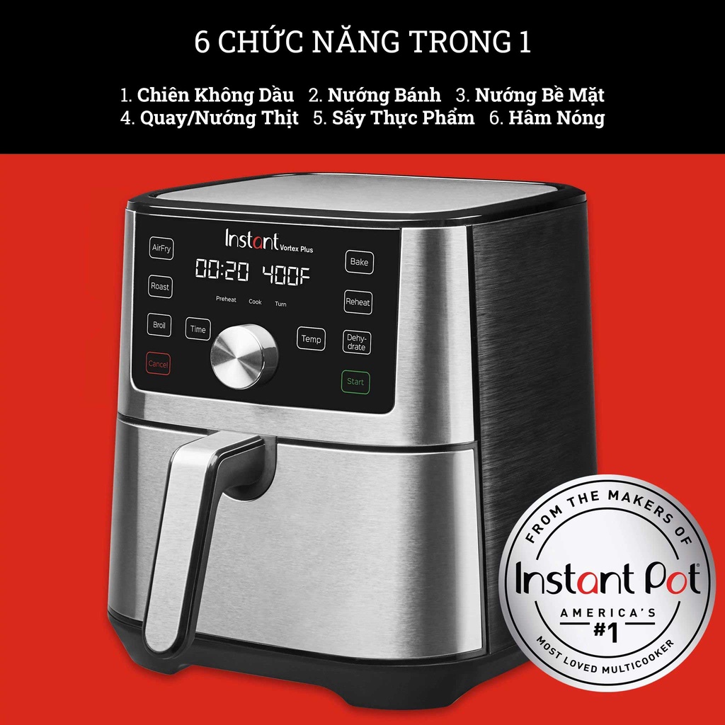 Nồi Chiên Không Dầu INSTANT VORTEX PLUS 6-IN-1 Dung Tích 5.7L - Hàng Chính Hãng