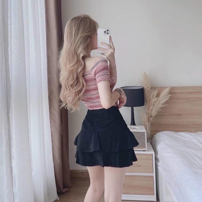 BIGSIZE Chân váy kaki tầng dáng xoè 50-90kg