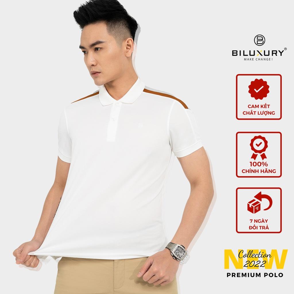 Áo polo nam thun có cổ Biluxury  5APCT024 vải coolmax mắt chim cao cấp thiết kế Color Block độc đáo đăng cấp