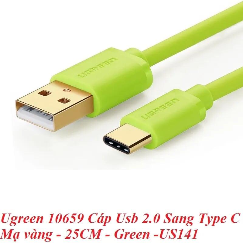 Ugreen UG10659US141TK 25CM Màu xanh lá Cáp Usb 2.0 Sang Type C mạ vàng - HÀNG CHÍNH HÃNG