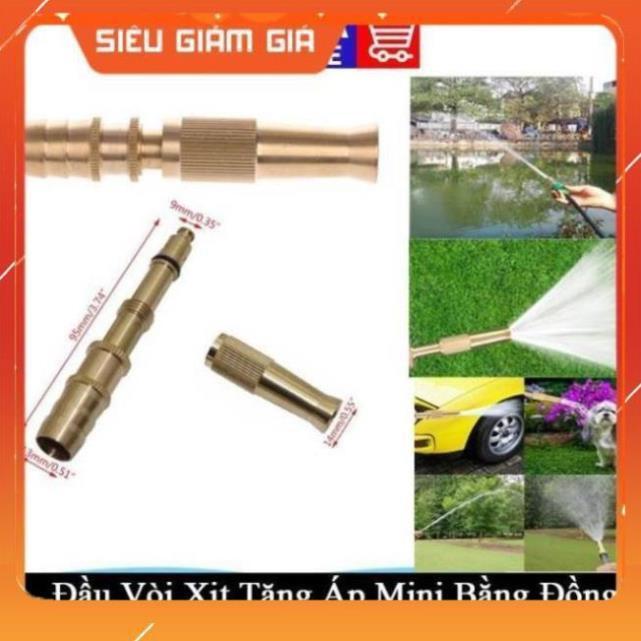 Đầu vòi xịt tăng áp mini bằng đồng có siết vòi đi kèm phun nước rửa xe, tưới cây tăng áp đa năng 206587