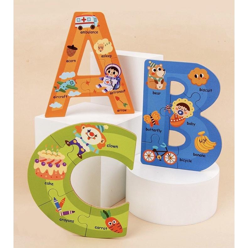 HOT GHÉP HÌNH PUZZLE CHỦ ĐỀ CHỮ CÁI VÀ SỐ ĐẾM CHẤT LƯỢNG GỖ THÔNG CAO CẤP CHO BÉ TỪ 2 TUỔI