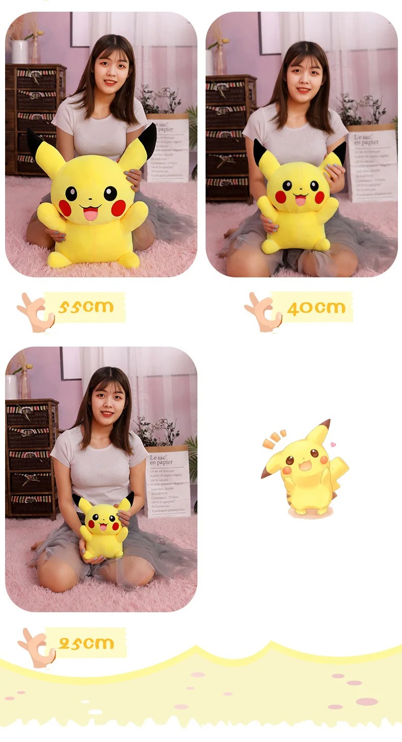Thú nhồi bông pikachu êm mịn dễ thương cao cấp - Size từ 30cm đến 90cm - Quà tặng gấu bông pikachu nhồi bông dễ thương - Gối ôm mềm mịn cho bé
