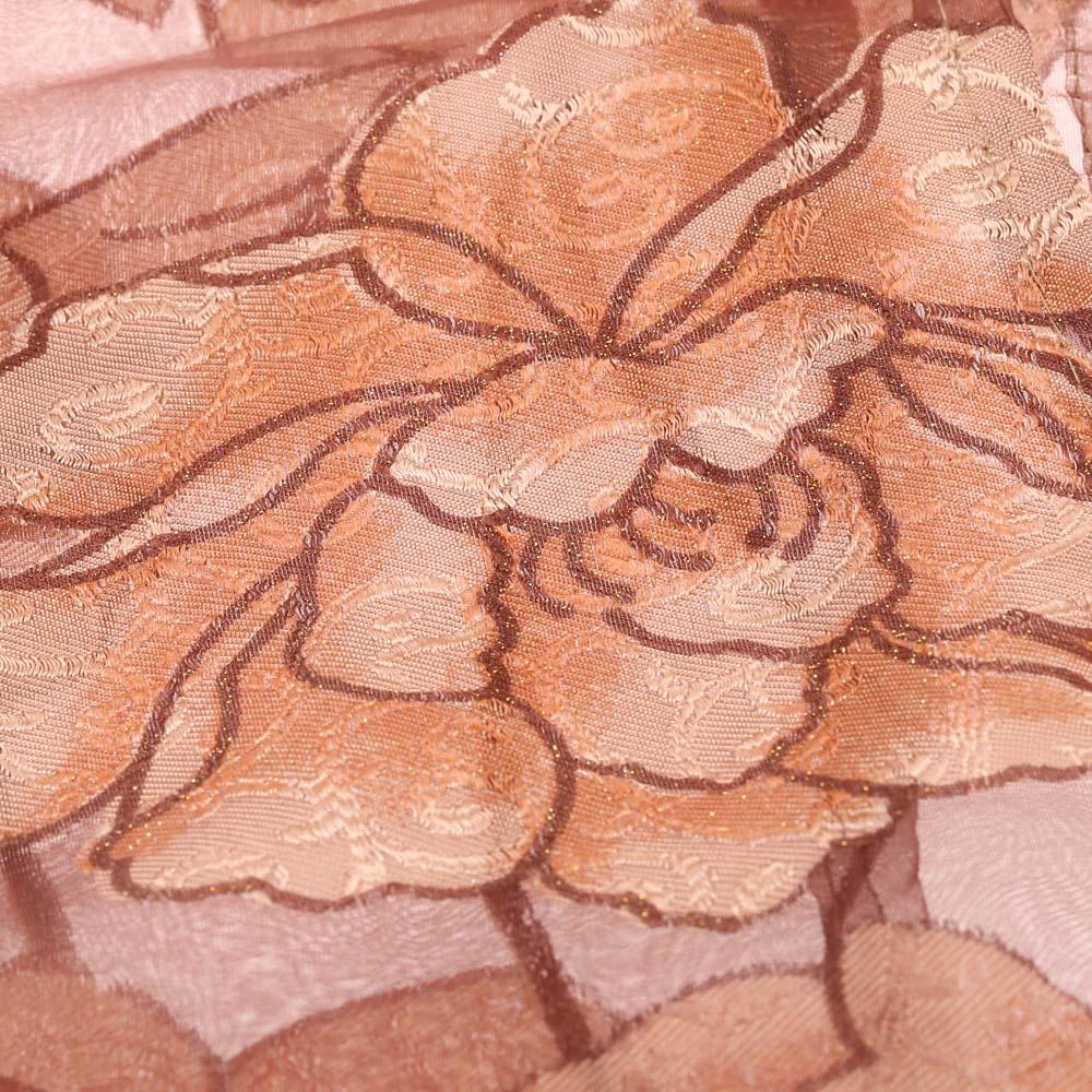 2 tấm Rèm cửa sổ vải voan đính hoa văn bảng to kèm tua rua phía thân dưới kích thước 100 * 250 cm-Màu Cà phê