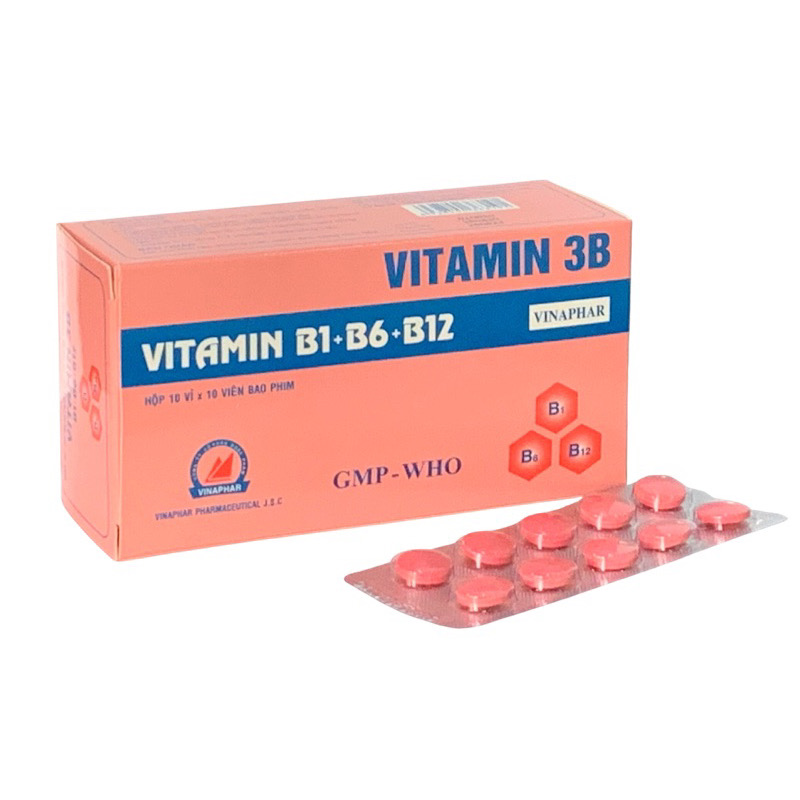 ￼VITAMIN 3B  - B1,B6,B12- Hộp 100 viên nén  Vinaphar -Hỗ trợ cải thiện tình trạng thiếu hụt vitamin nhóm B