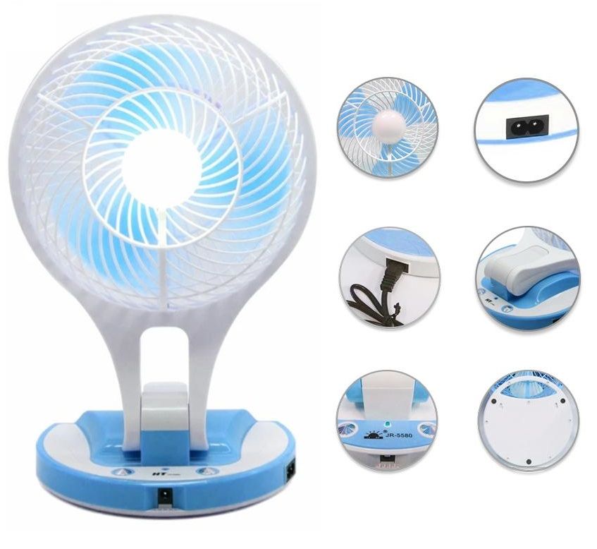 Quạt mini fan gấp gọn 2 chế độ gió để bàn làm việc, bàn học có kèm đèn led tích điện, dễ dàng sử dụng khi mất điện