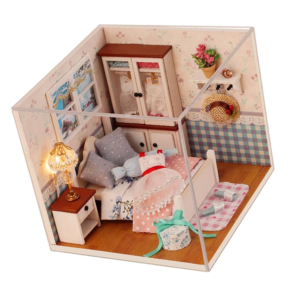 DIY Miniature Dollhouse Kit with Furniture & LED Light, 1:24 Scale Model 3D House Kit, Best Birthday/Christmas Gift for Kids Adults