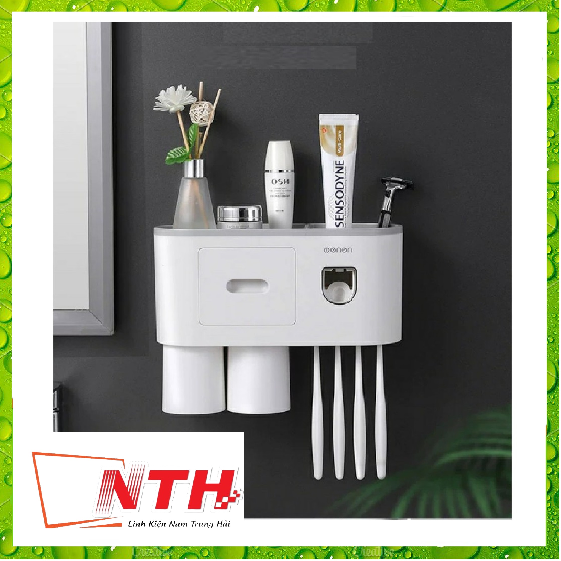Giá Để Bàn Chải Đánh Răng 2 LY Đa Năng Gắn Tướng Nhà Tắm