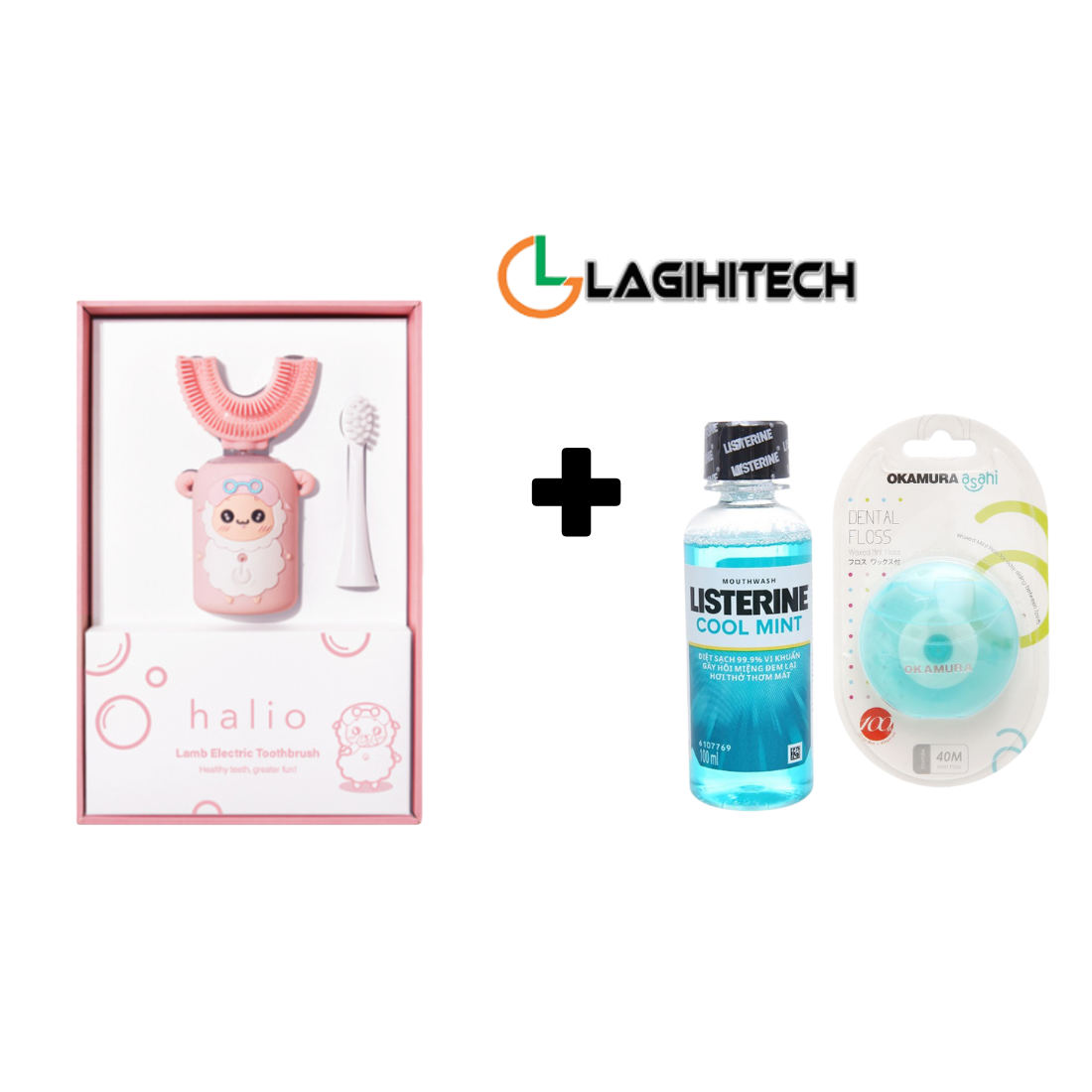 Combo Bàn Chải Điện + 1 Đầu Bàn Chải Cho Bé Halio Smart Sonic U-Shaped Toothbrush