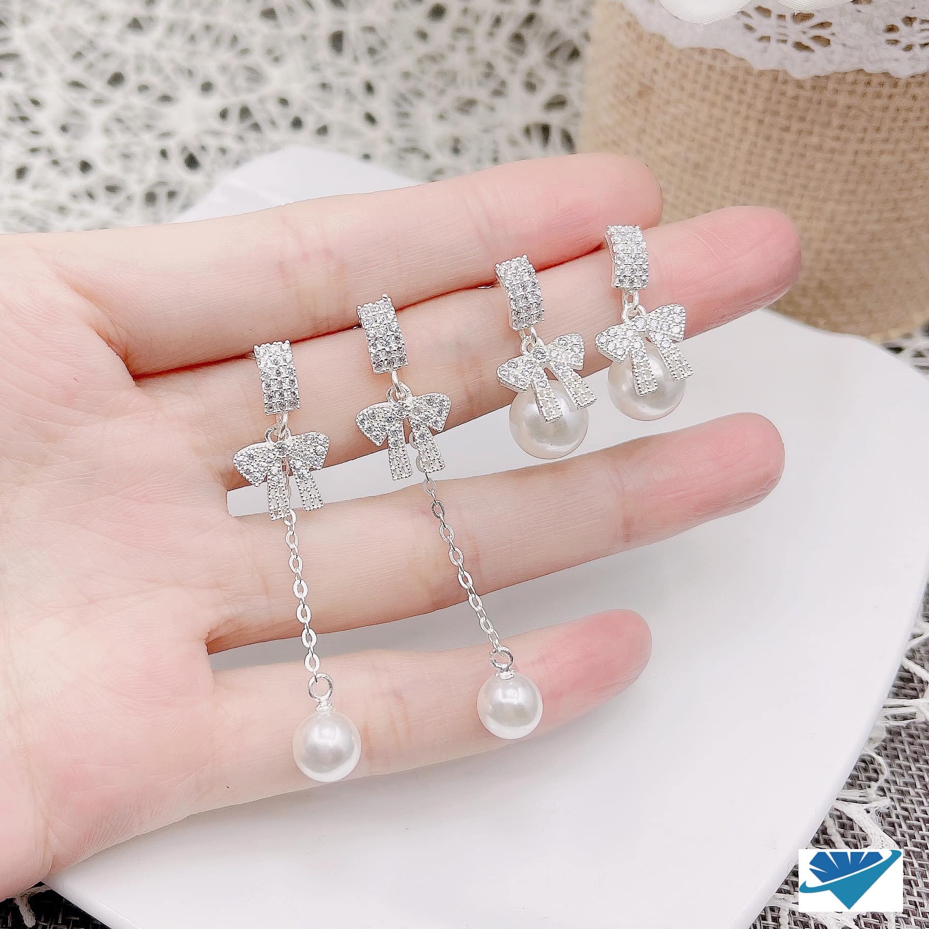 Bông tai bạc hình nơ chất liệu bạc s925 MS74b