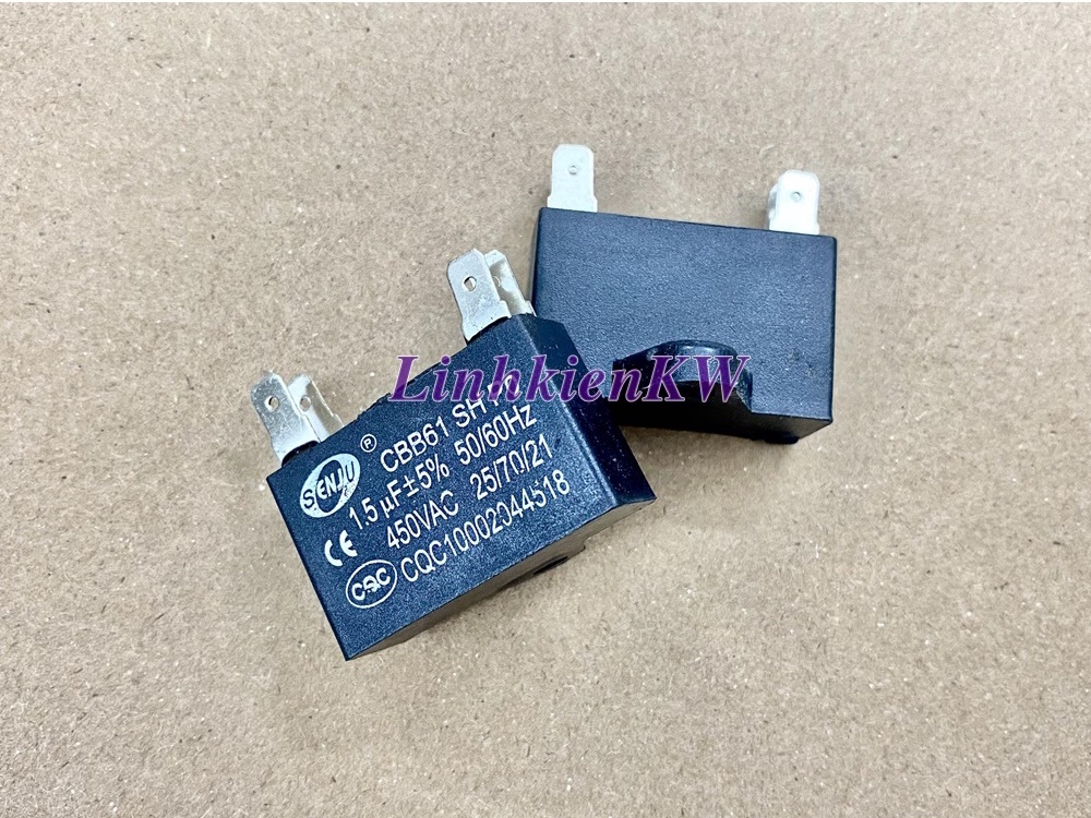 Tụ Quạt Điều Hòa 1.5uf 450v Chân Jack, Mới, Chính gốc 100%