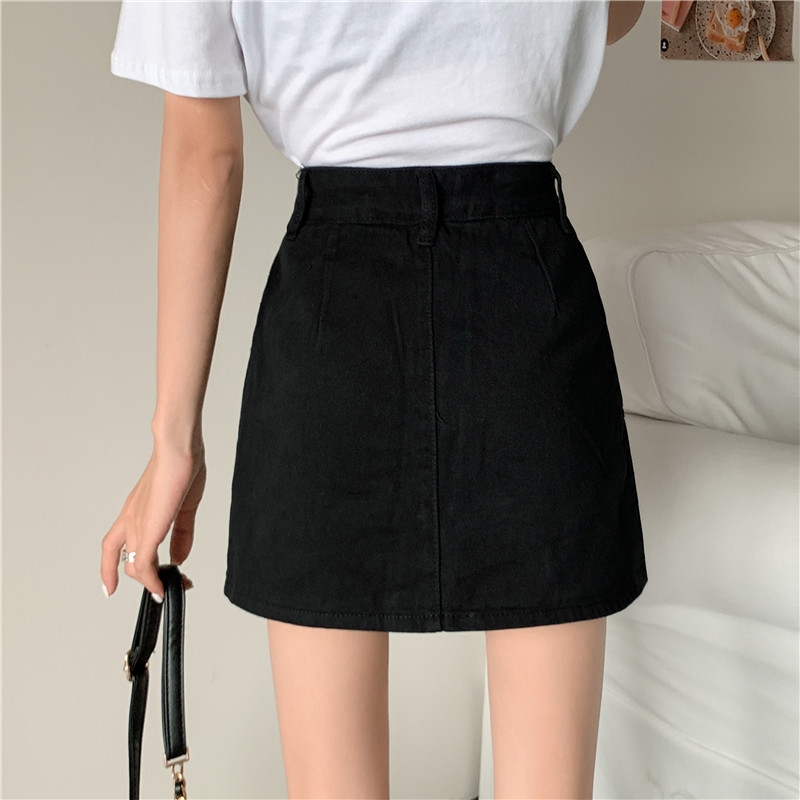Chân váy jean ngắn chữ A kèm quần bên trong Quảng Châu size S - 2XL nữ CV217