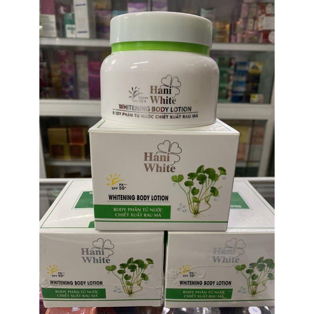 combo 10 hũ Kem Dưỡng Trắng da Toàn Thân Body Hani White chiếc xuất rau má 150g