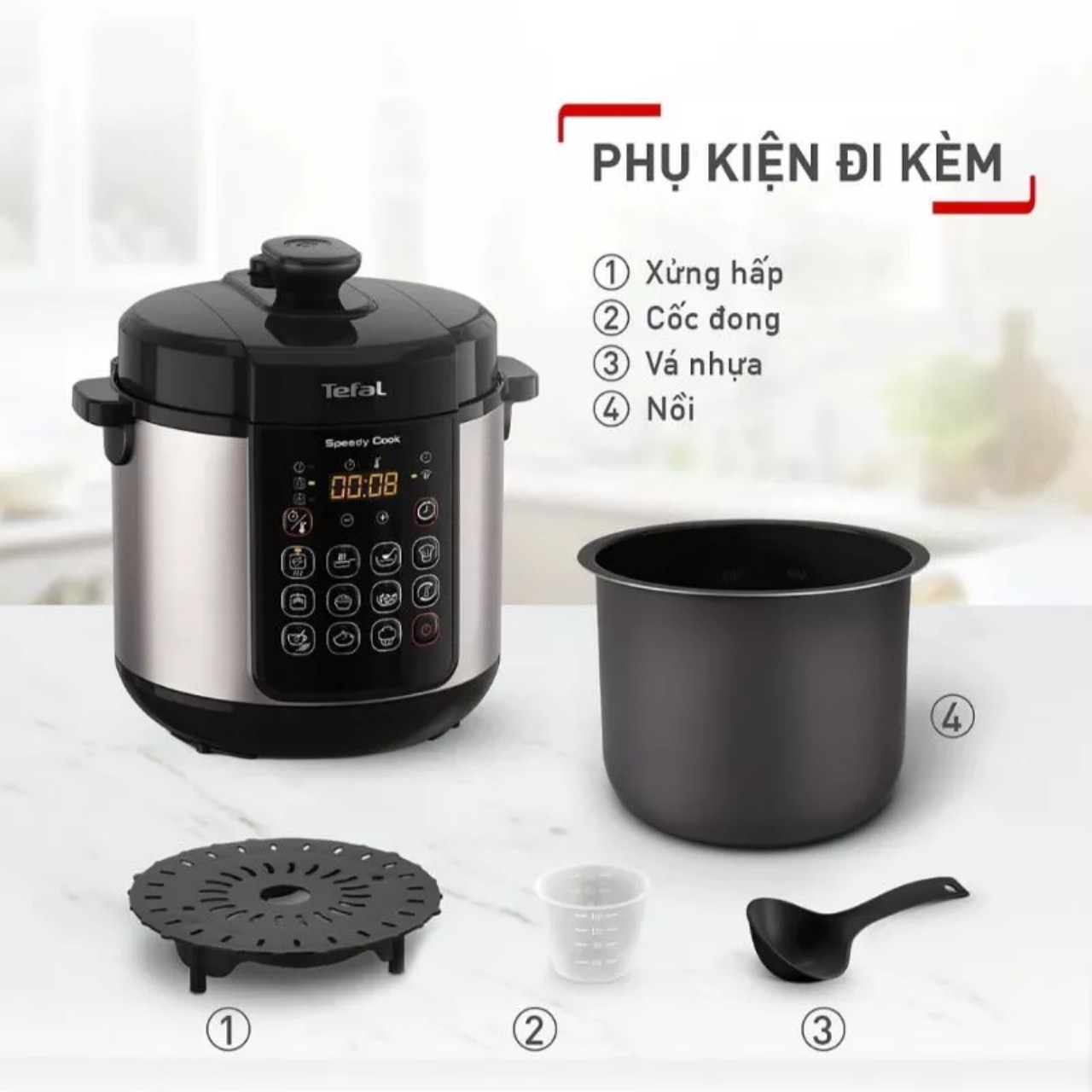 Nồi áp suất điện Tefal Speedy Cook 5L CY222D68 - 10 Chương trình nấu - BH 24 tháng -Hàng Chính Hãng