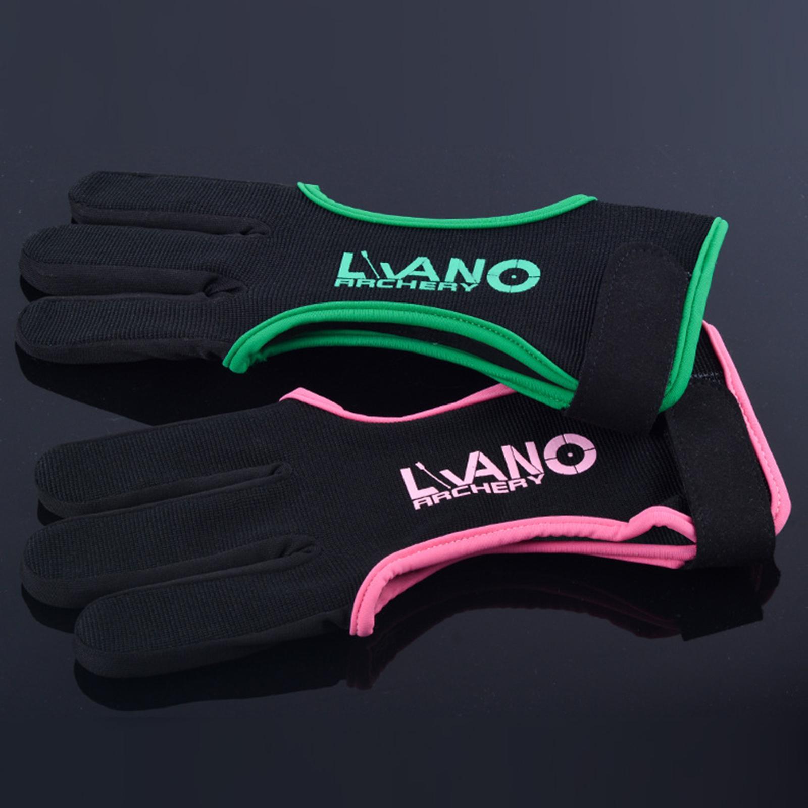 2 Piece Shooting Gloves 3 Finger Leather Gloves for Recurve Compound Black