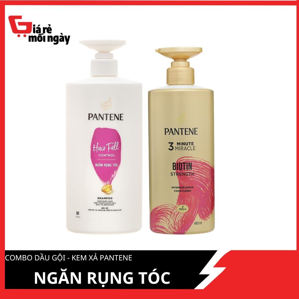 Combo Dầu Gội 650ml - Kem Xả 3 Phút 480ml Pantene Cao Cấp Ngăn Rụng Tóc