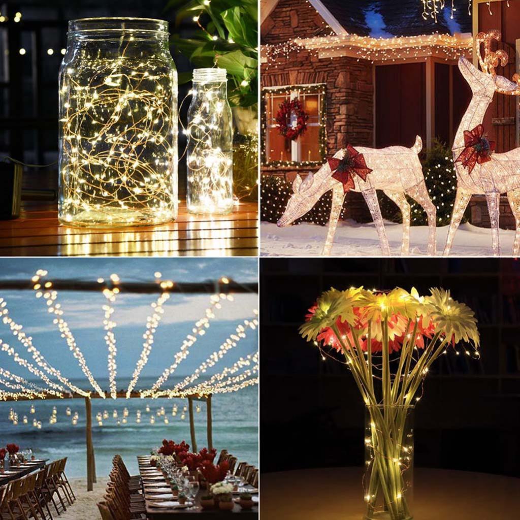 2X Multi-function Button Battery Copper Wire Lamp Festival Wedding Warm White