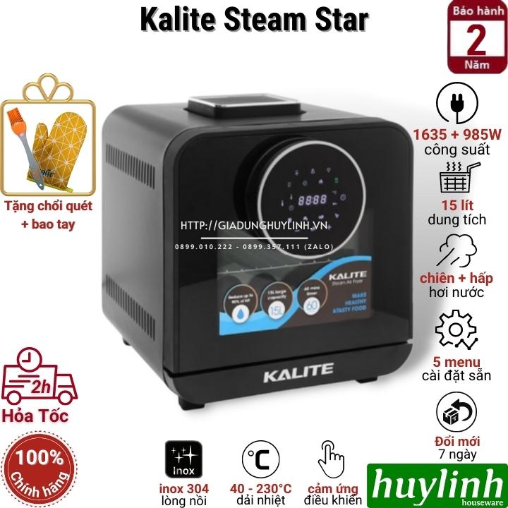 Nồi chiên không dầu hấp hơi nước Kalite Steam PRO - STAR - 15 lít - Tặng bao tay + chổi quét - Hàng chính hãng