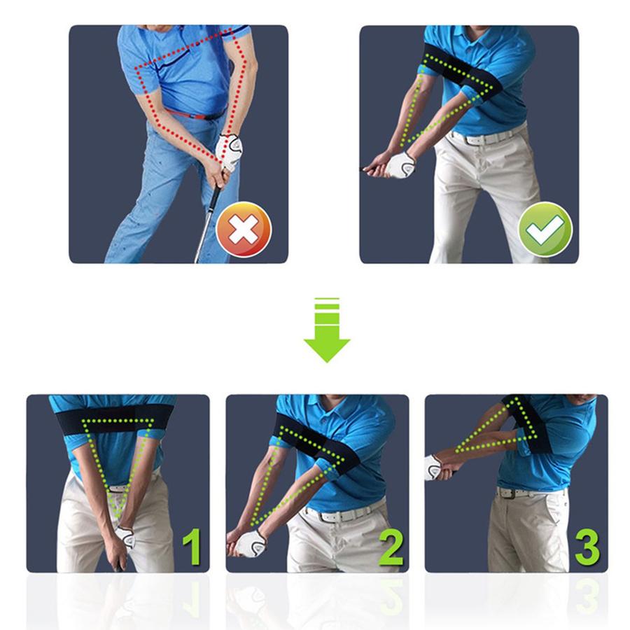 Pro Golf Swing Grip Huấn luyện viên có giá trị ban nhạc 3 Công cụ đào tạo thực hành gói cho tay golf bên phải bên trái Color: 1 Arm Band Only