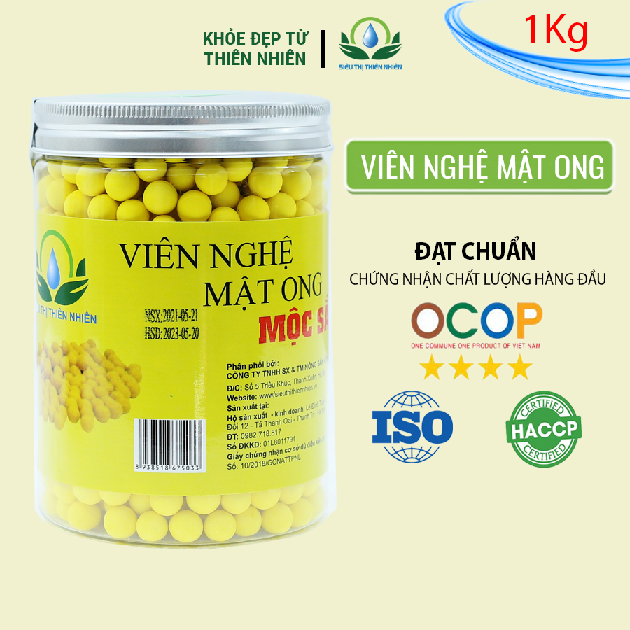 Viên Nghệ Mật Ong Mộc Sắc 1Kg Đóng Hộp Nhựa