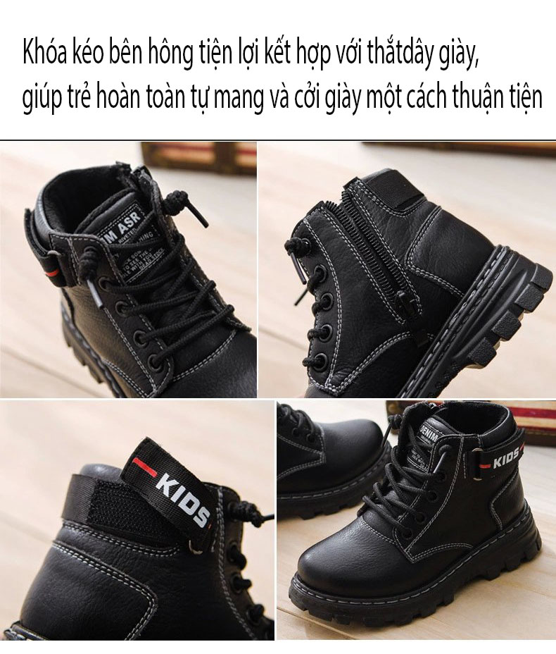 Giày Martin Boots trẻ em nam chống nước, chống mòn bảo vệ đôi chân bạn