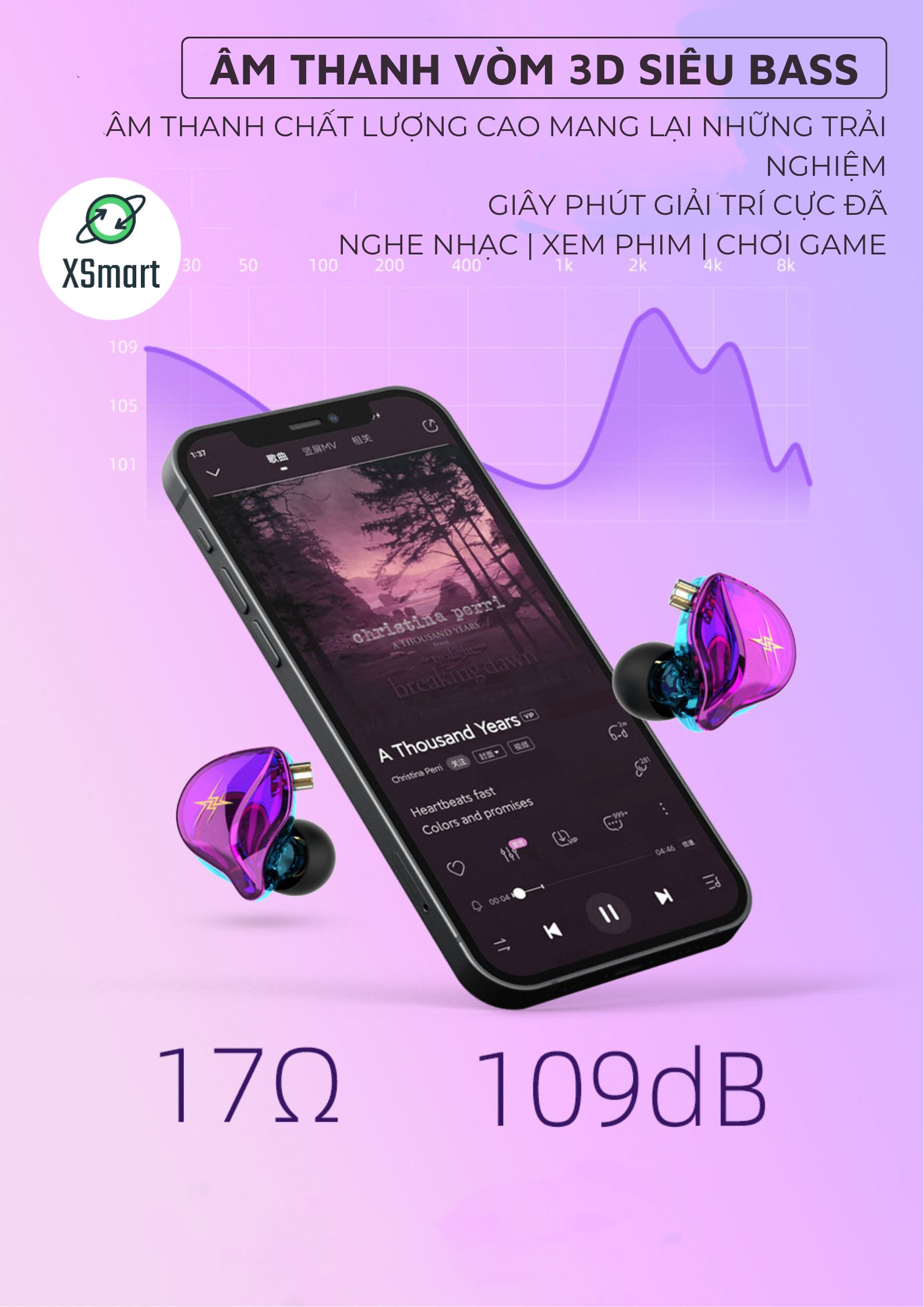 Tai Nghe Nhét Tai Chống Ồn Gaming QKZ ZXT NEW 2023 VIP BASS Âm Thanh Cực Chất-Hàng Chính Hãng