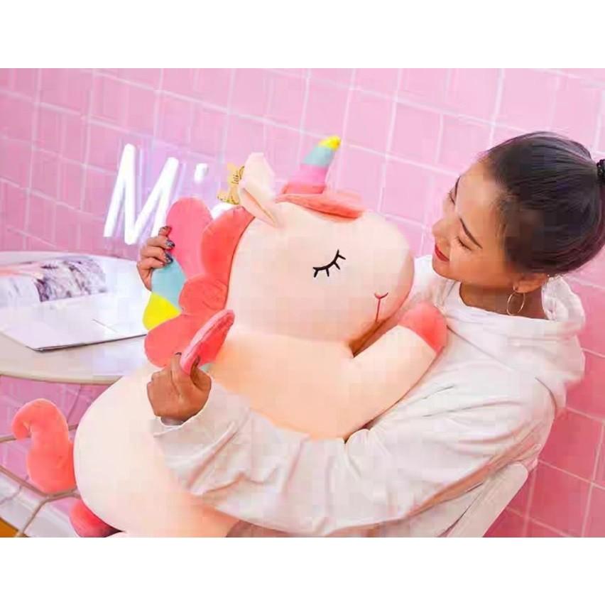 Gấu Bông Ngựa Pony TINO Kì Lân Hồng 1 Sừng Unicornsize to 100-120cm